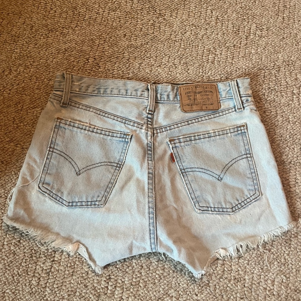 Levi’s light wash high rise cut off shorts